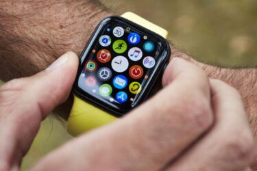 Apple watch with yellow strap